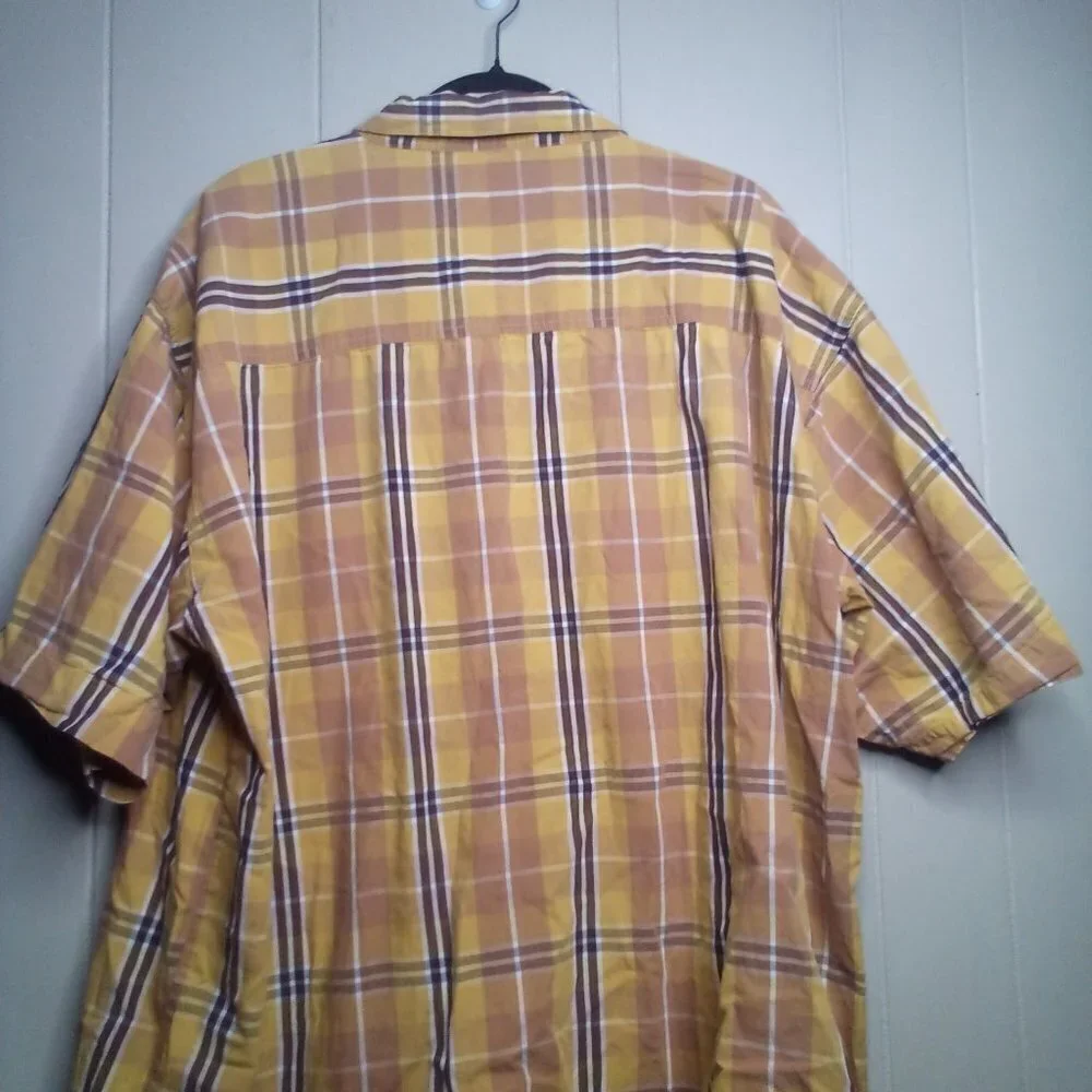 Enyce Button Up Shirt 3XL Short Sleeve Plaid Brown Yellow